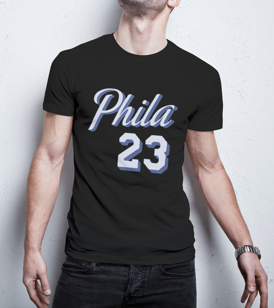 LeBron James 23 Phila 23 Philadelphia 76ers NBA Basketball Two Sided T-Shirt