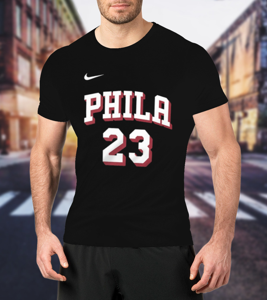 LeBron James 23 Phila 76ers Name Number Royal Nike T-Shirt