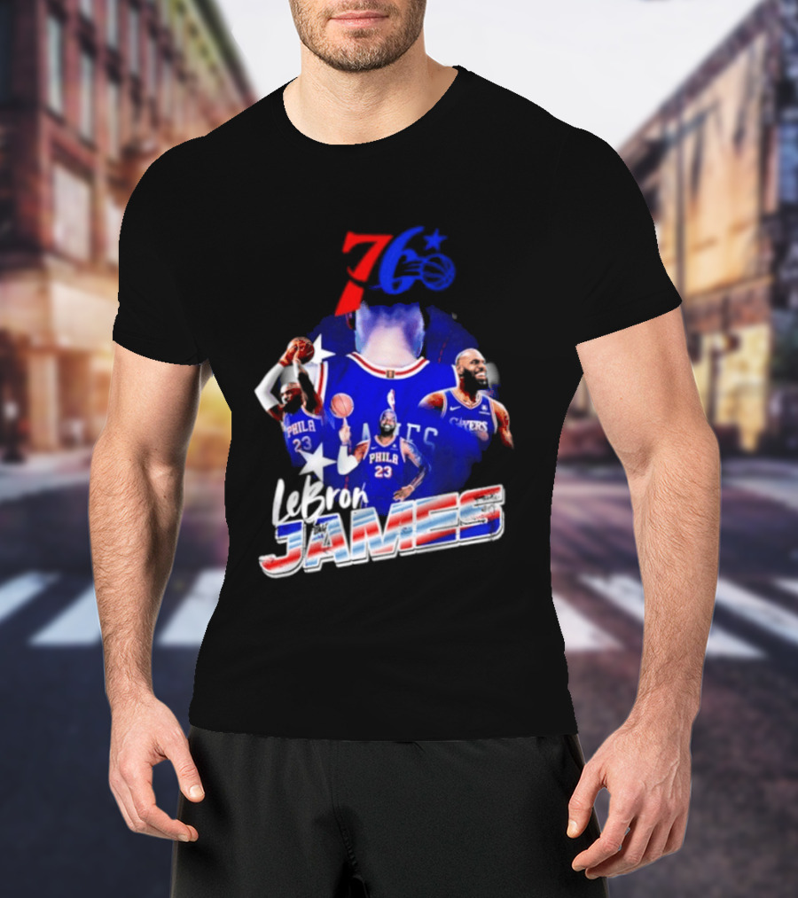 LeBron James Philadelphia 76ers 23 Player Collage T-Shirt