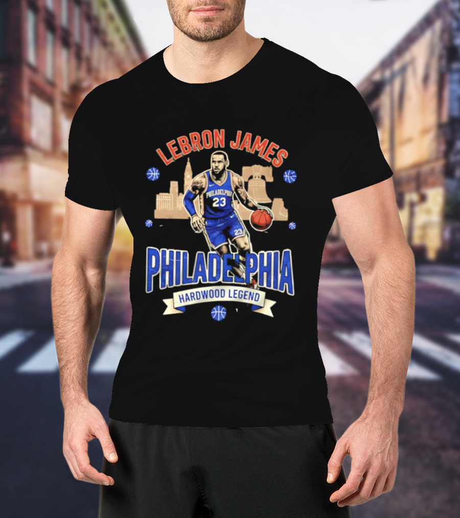 LeBron James Philadelphia Hardwood Legend Skyline Basketball 23 T-Shirt