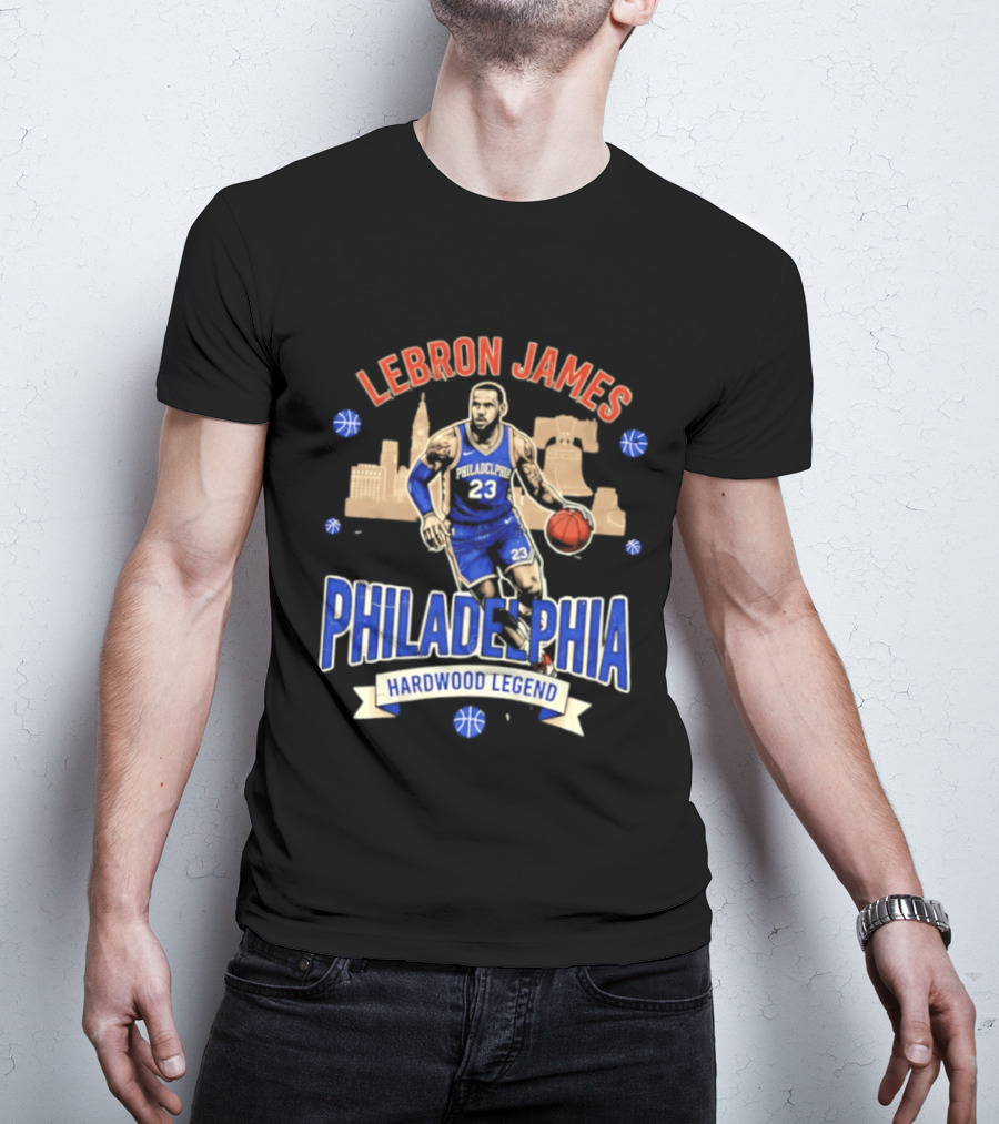 LeBron James Philadelphia Hardwood Legend Skyline Basketball 23 T-Shirt