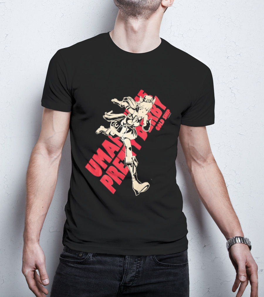 Umamusume Pretty Derby Gold Ship Anime Character Running Pose T-Shirt