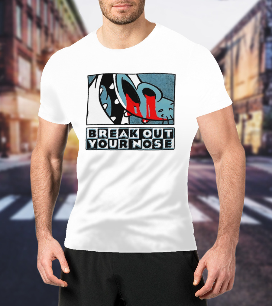 Break Out Your Nose Comic Style Cartoon With Red Accent T-Shirt