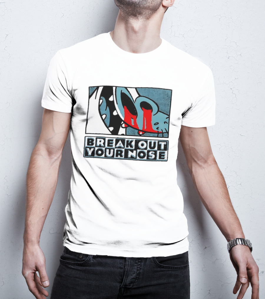 Break Out Your Nose Comic Style Cartoon With Red Accent T-Shirt
