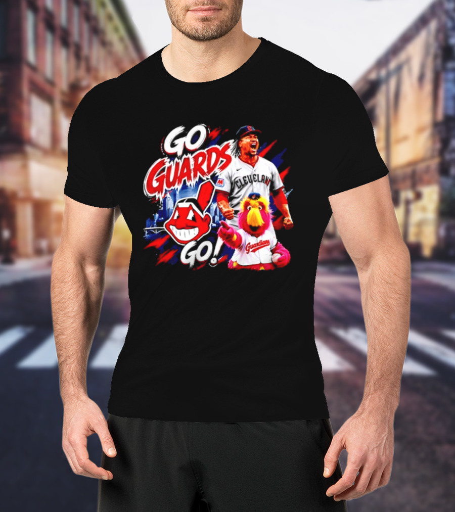 Jose Ramirez Cleveland Guardians Go Guards Go City Skyline Baseball Cheers T-Shirt
