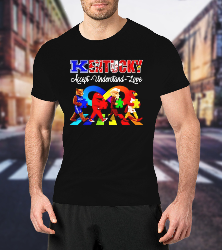 Kentucky Accept Understand Love Louisville Cardinals Puzzle Piece Parade T-Shirt