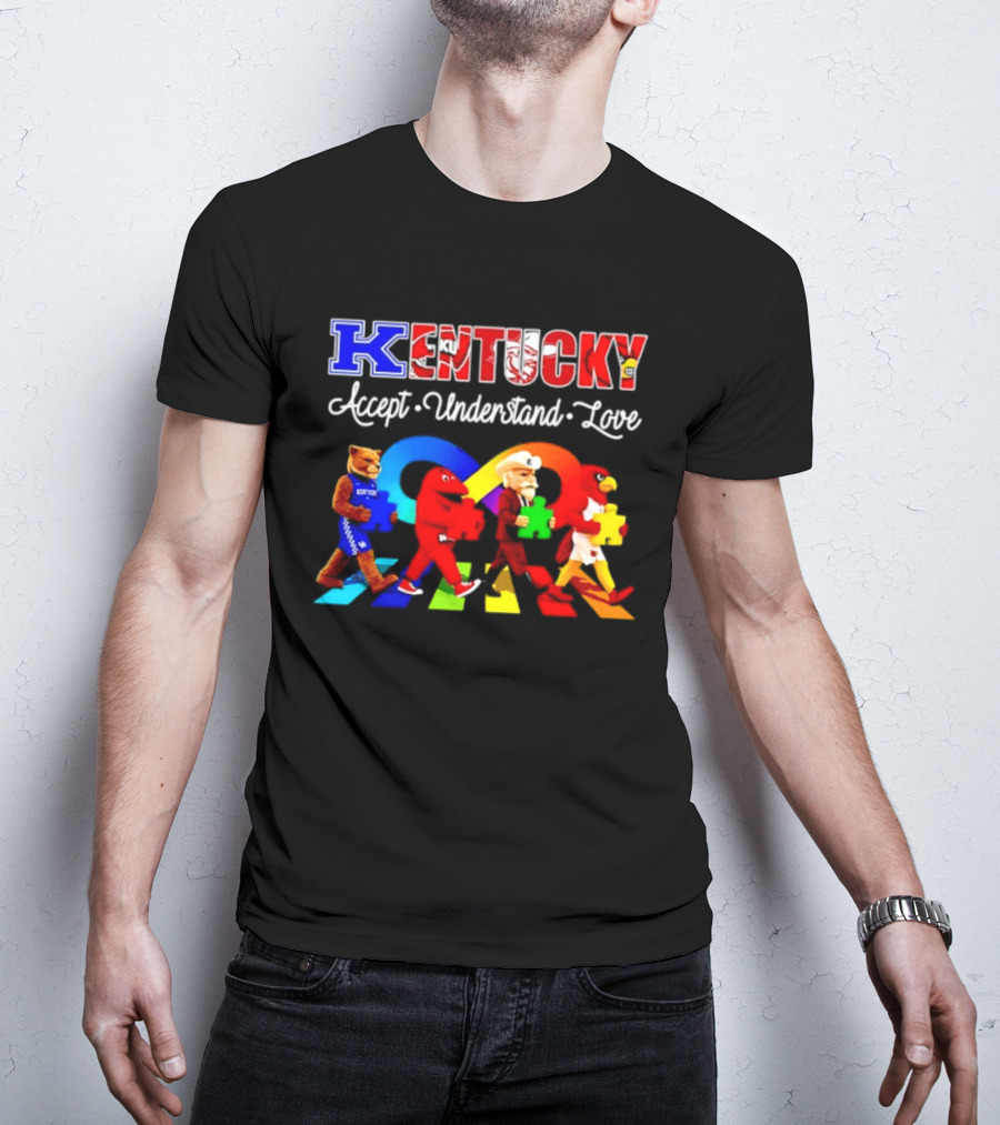 Kentucky Accept Understand Love Louisville Cardinals Puzzle Piece Parade T-Shirt