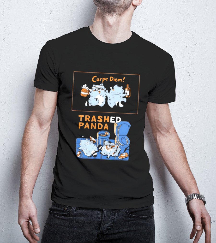 Carpe Diem Trashed Panda Raccoon Beer And Toilet Humor T-Shirt