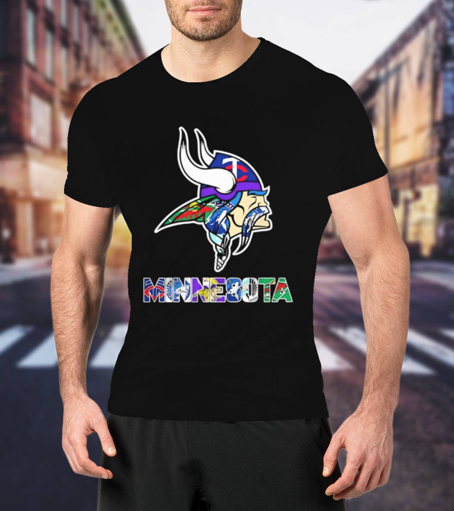Minnesota Vikings Twins Wild Timberwolves United Team Fans Mashup T-Shirt