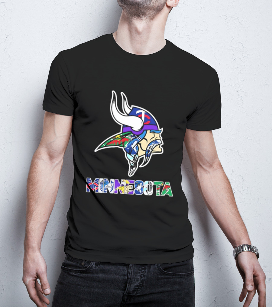 Minnesota Vikings Twins Wild Timberwolves United Team Fans Mashup T-Shirt