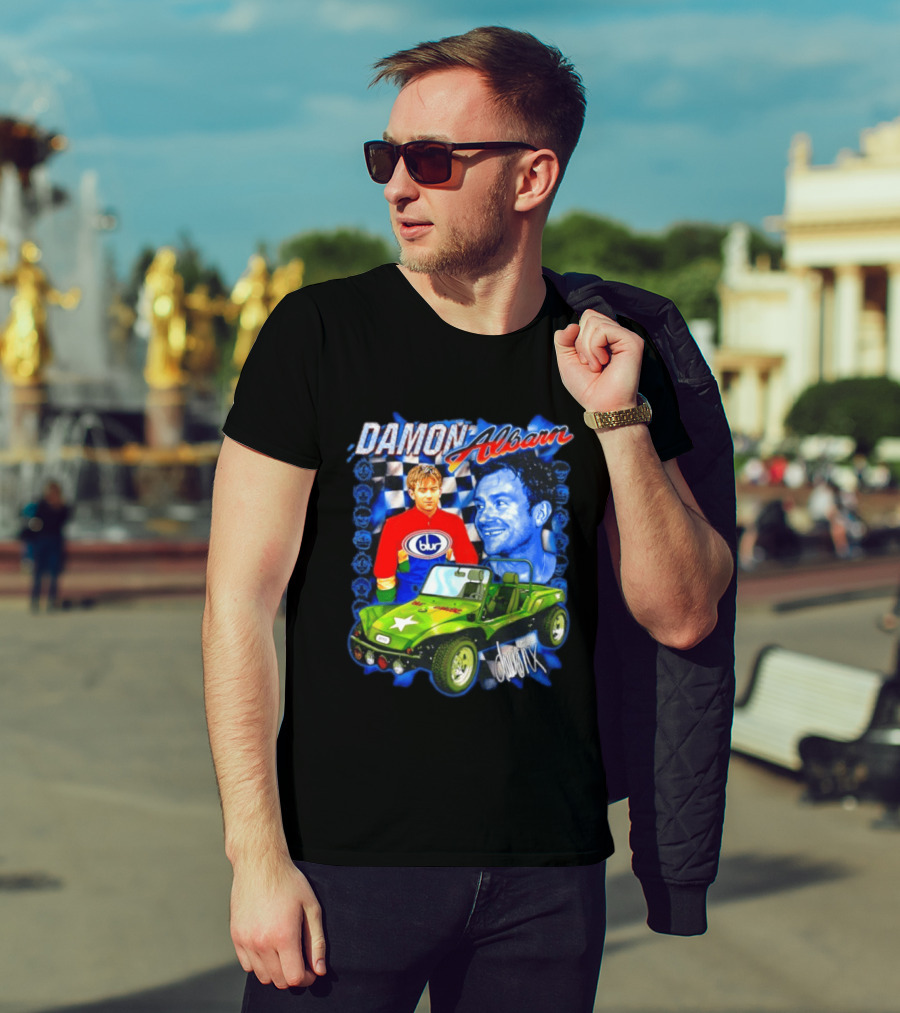 Damon Albarn Blur Gorillaz Geep Britpop Star Damon Albarn Imagery Checkerboard T-Shirt