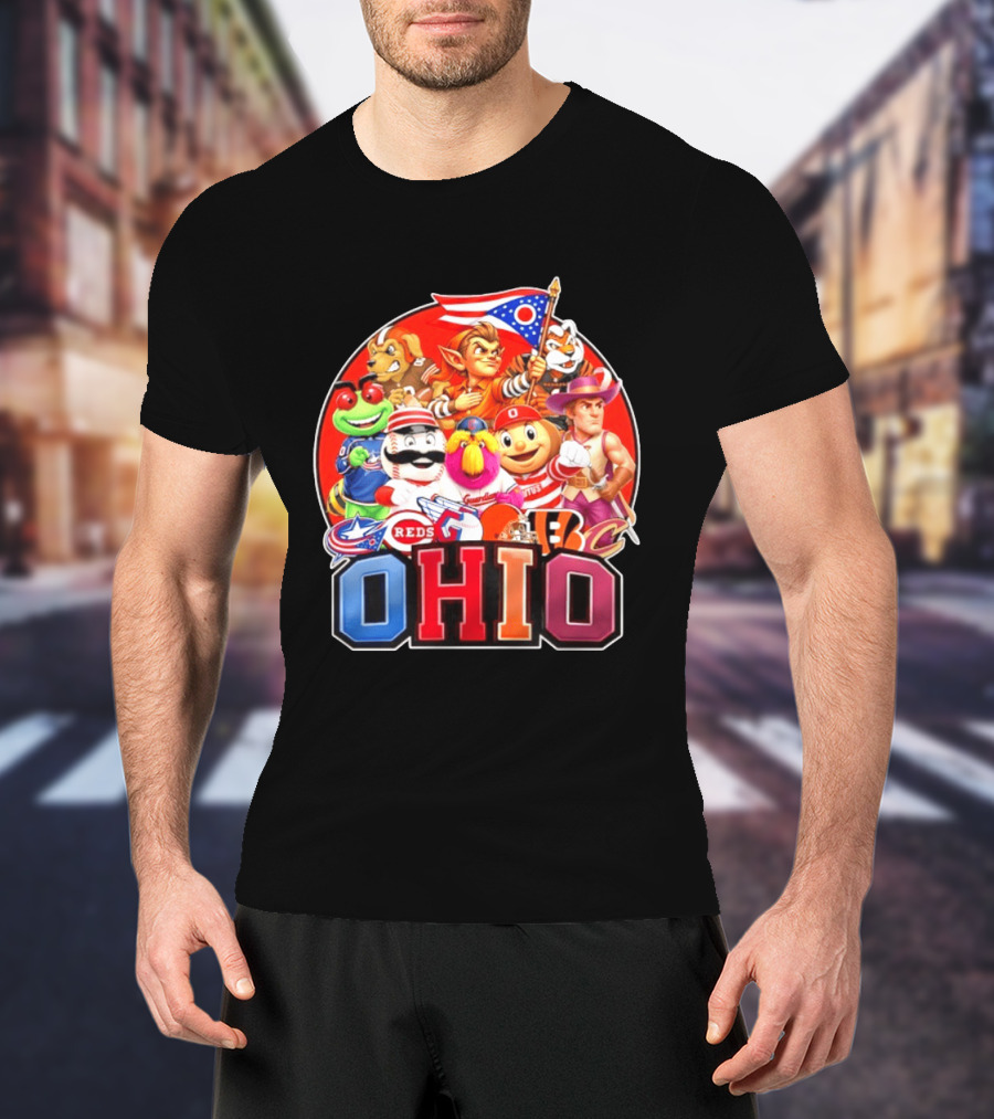 Ohio Sports Teams Mascots Cleveland Guardians Reds Bengals Browns Buckeyes Reds Crew Indians Fan T-Shirt