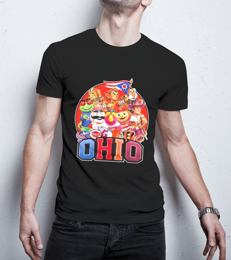 Ohio Sports Teams Mascots Cleveland Guardians Reds Bengals Browns Buckeyes Reds Crew Indians Fan T-Shirt