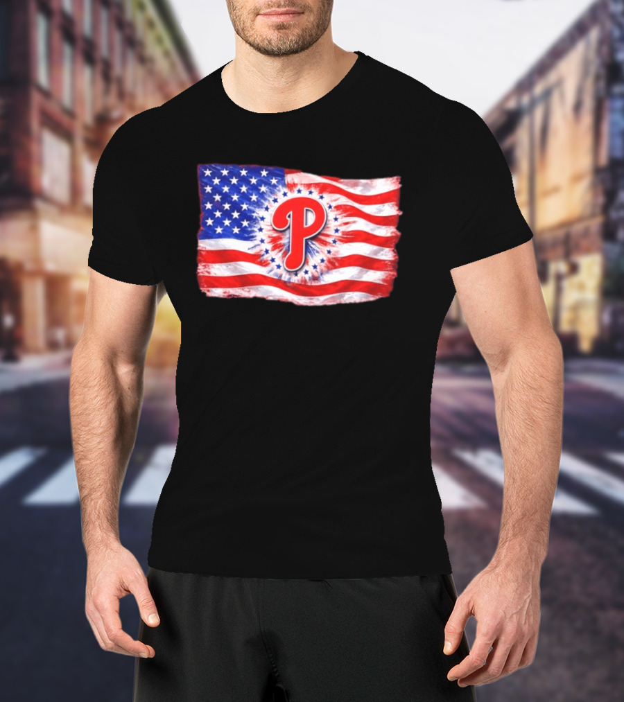 Phillies Patriotic American Flag Philadelphia Baseball 250th Anniversary Independence Day T-Shirt