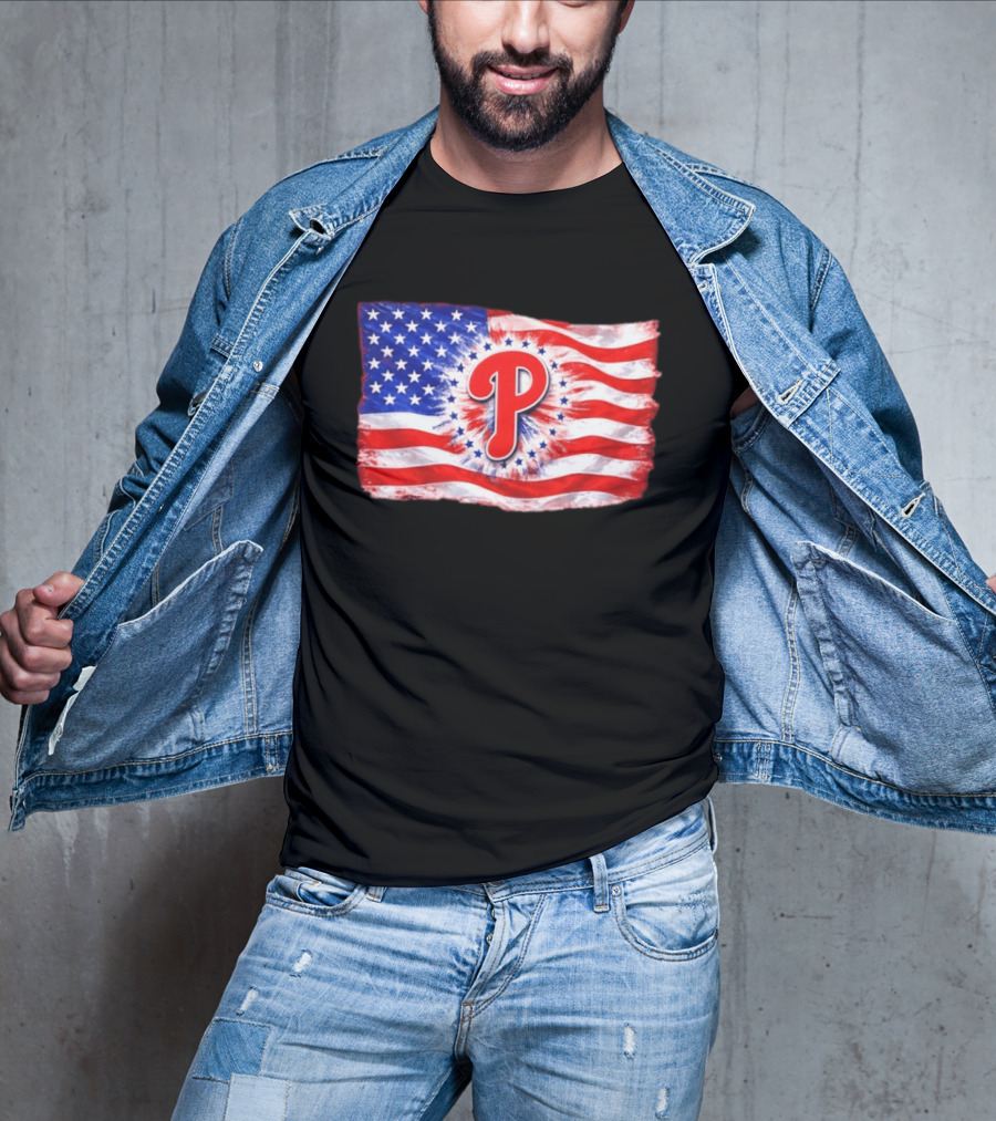 Phillies Patriotic American Flag Philadelphia Baseball 250th Anniversary Independence Day T-Shirt