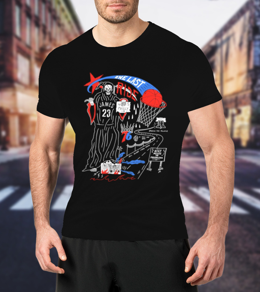 James 23 Finish The Process One Last Ride Reaper Philly Basketball Journey T-Shirt