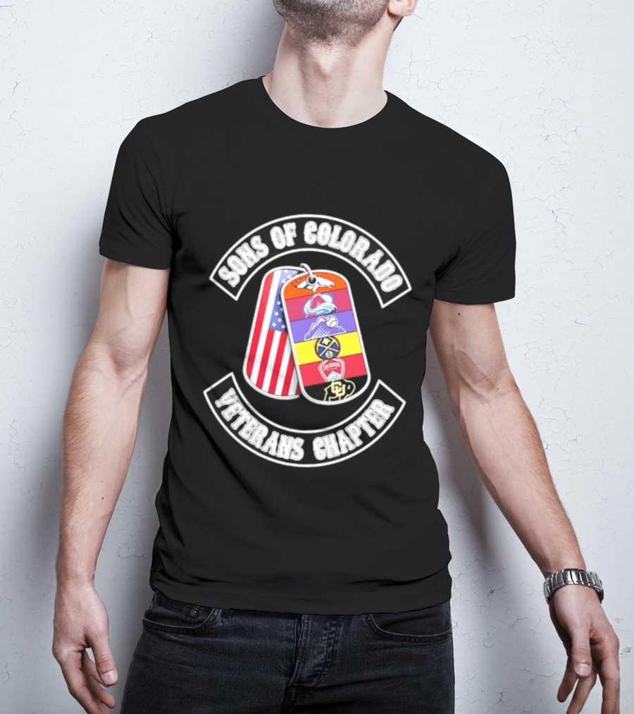 Sons Of Colorado Veterans Chapter Avalanche Rockies Nuggets Buffaloes American Flag T-Shirt