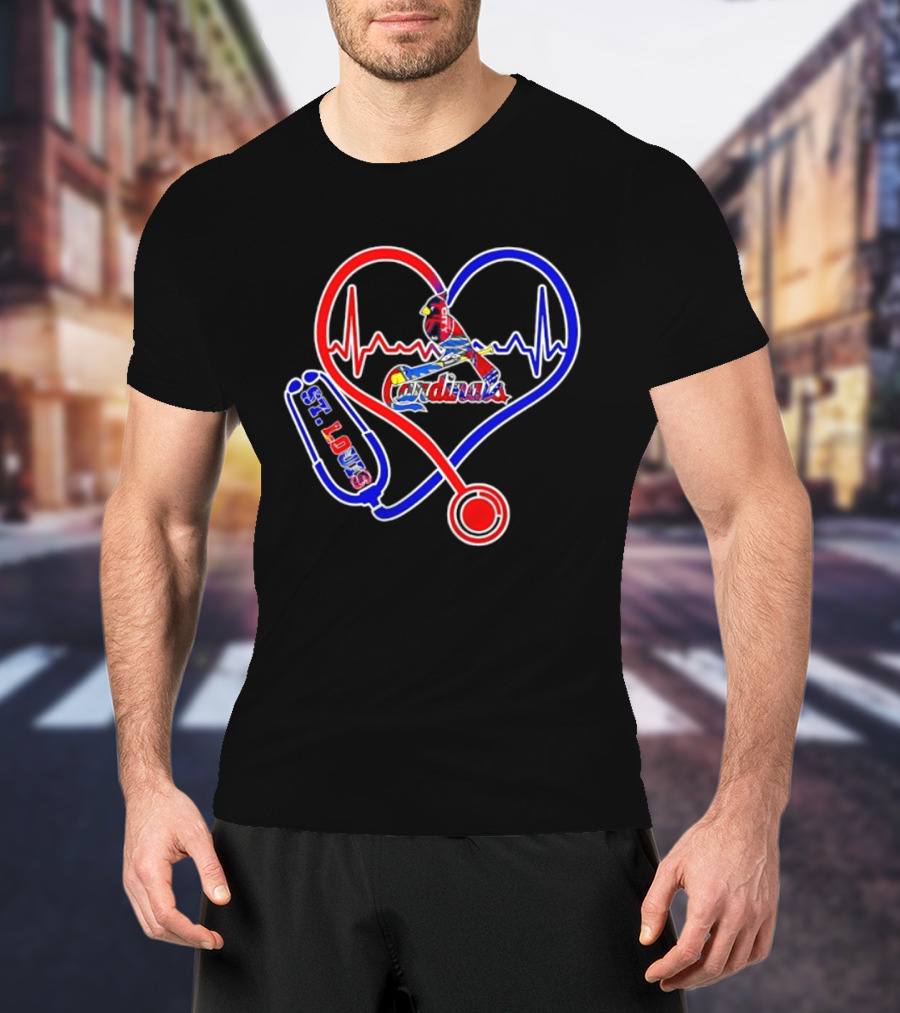 St Louis Cardinals Heartbeat Stethoscope Fan Pride T-Shirt