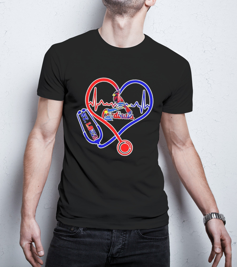 St Louis Cardinals Heartbeat Stethoscope Fan Pride T-Shirt