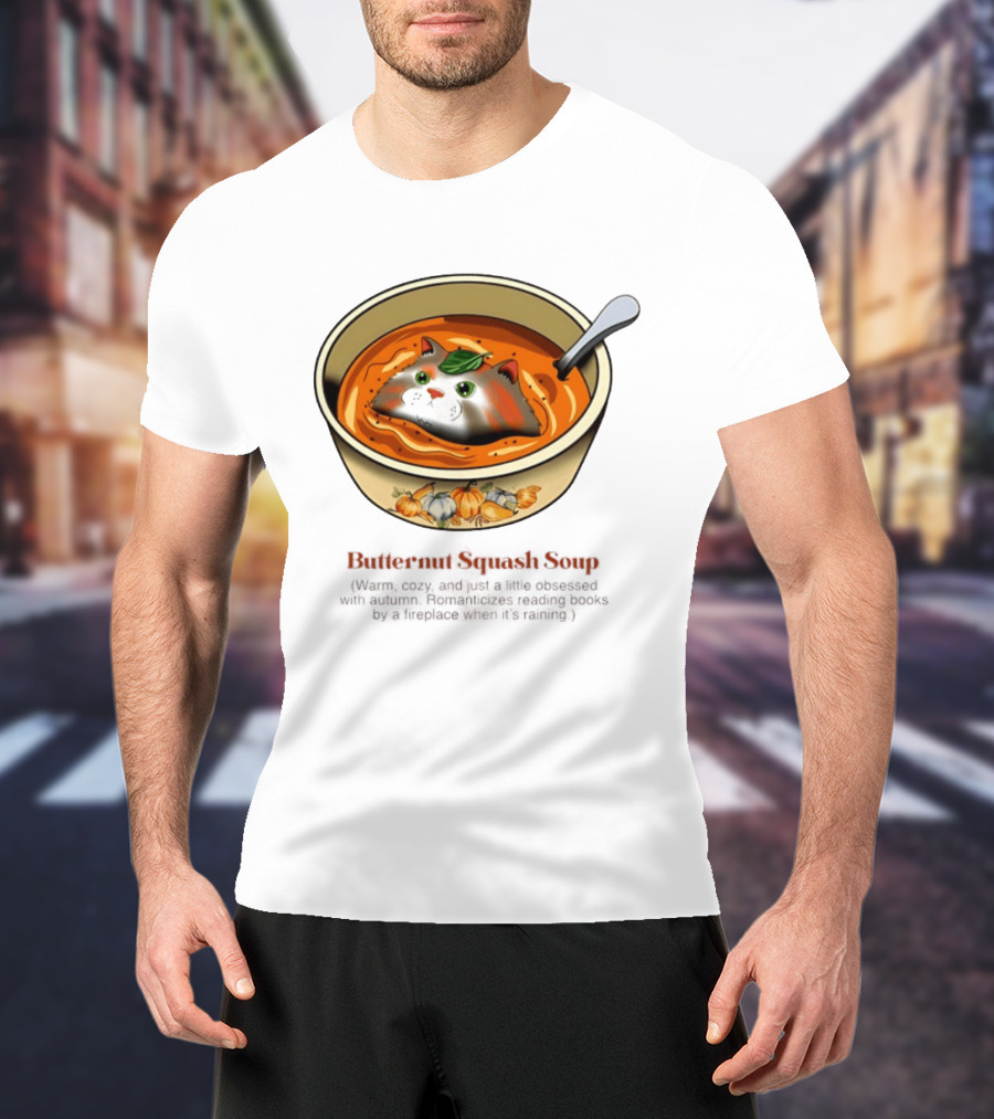 Butternut Squash Soup Cat Floating Whiskers Bowl T-Shirt