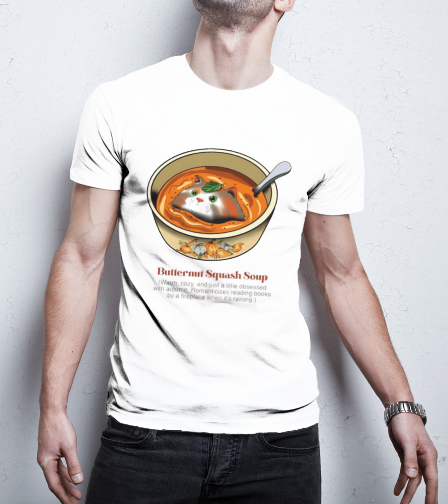 Butternut Squash Soup Cat Floating Whiskers Bowl T-Shirt