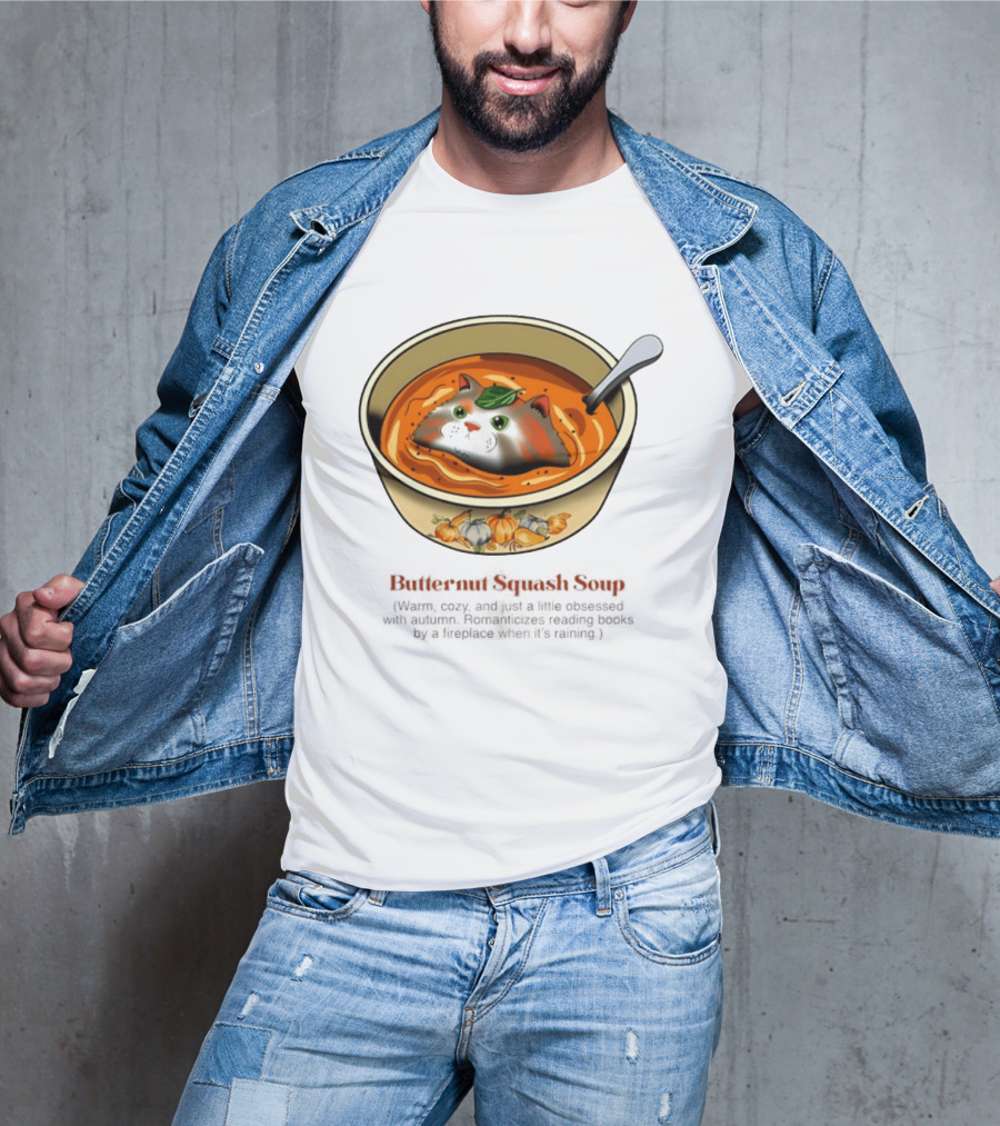 Butternut Squash Soup Cat Floating Whiskers Bowl T-Shirt
