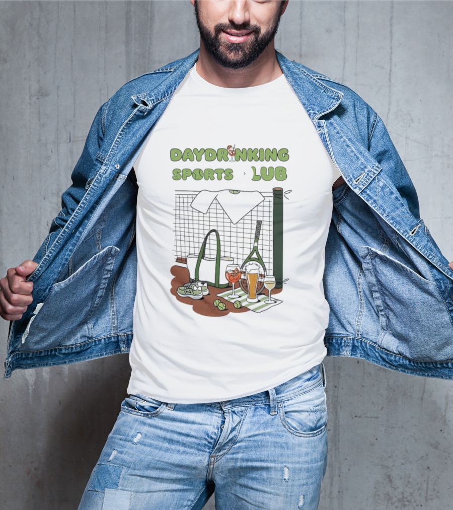 Daydrinking Sports Club Tennis Gear And Cocktails T-Shirt