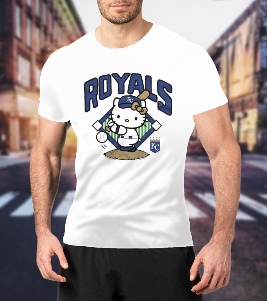 Hello Kitty Royals Baseball KC Batting Scene T-Shirt