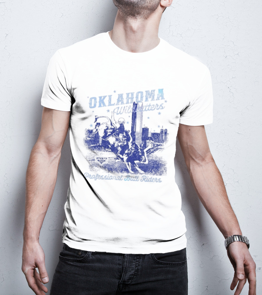 Oklahoma Wildcatters Professional Bull Riders Cowboy City Skyline T-Shirt