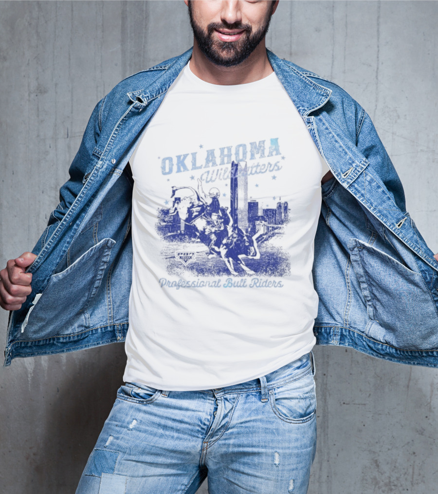Oklahoma Wildcatters Professional Bull Riders Cowboy City Skyline T-Shirt