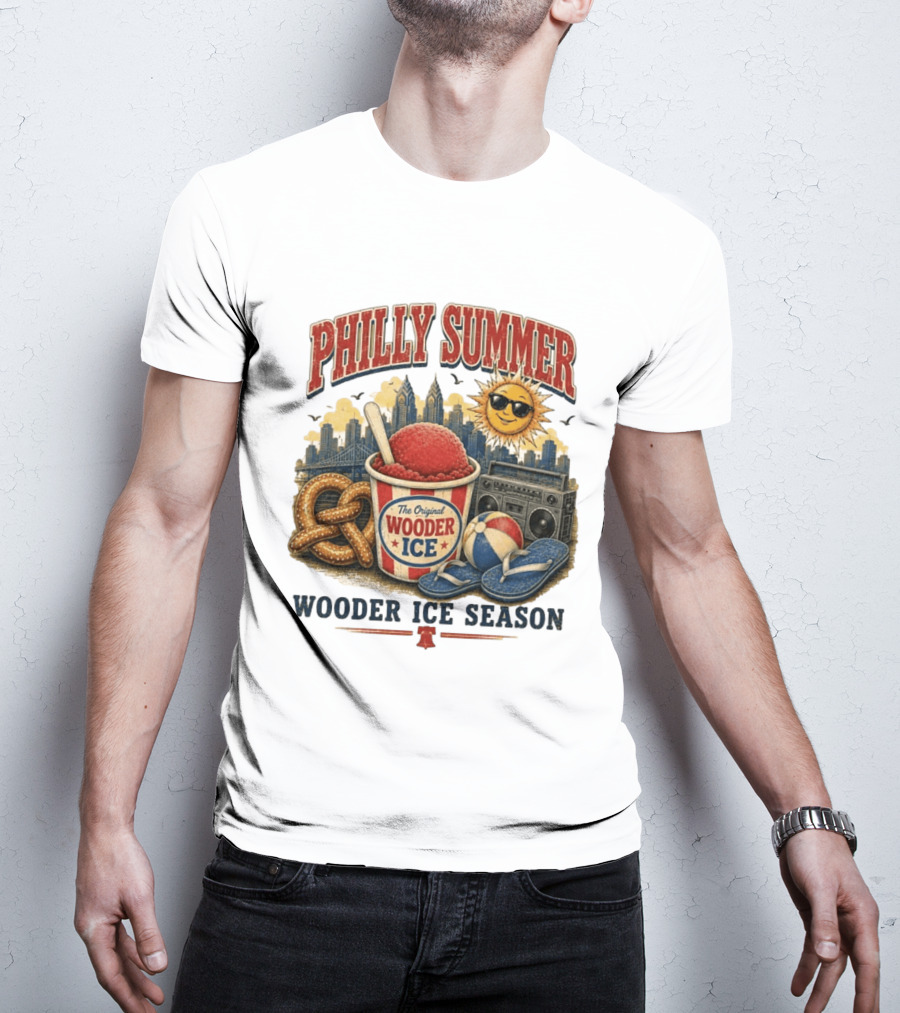 Philly Summer Wooder Ice Season With Pretzel Boombox And Sunglasses Sun T-Shirt