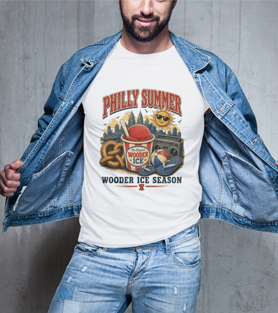 Philly Summer Wooder Ice Season With Pretzel Boombox And Sunglasses Sun T-Shirt