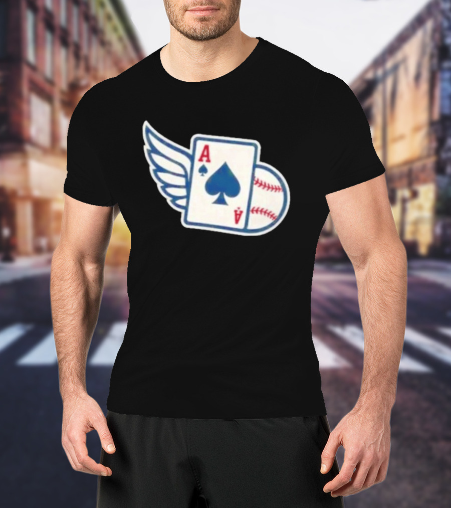 Ace Of Spades Baseball Winged Playing Card T-Shirt