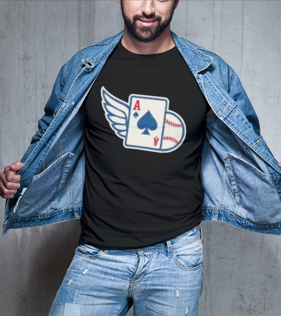 Ace Of Spades Baseball Winged Playing Card T-Shirt