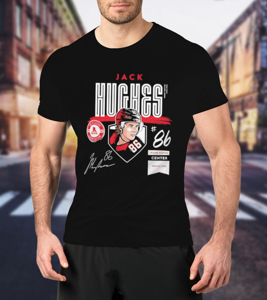 Jack Hughes 86 New Jersey Devils NHL Players Association Center 2026 All Star T-Shirt