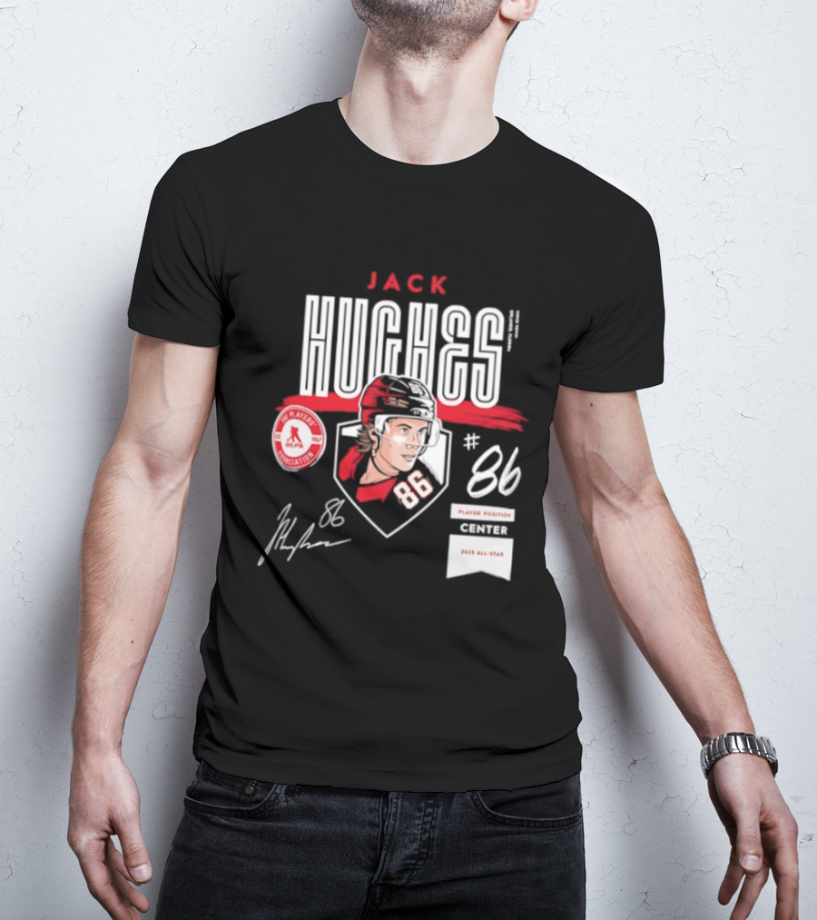 Jack Hughes 86 New Jersey Devils NHL Players Association Center 2026 All Star T-Shirt