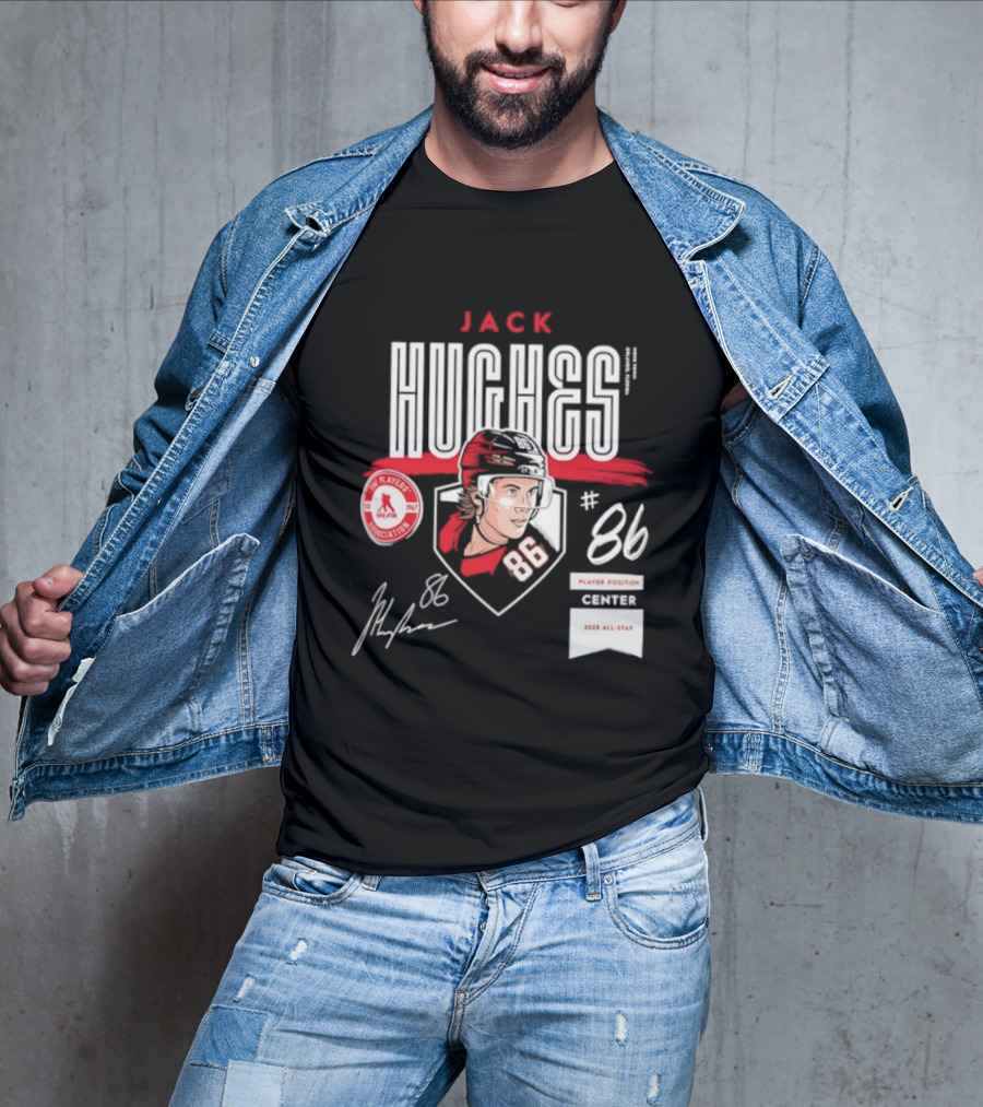 Jack Hughes 86 New Jersey Devils NHL Players Association Center 2026 All Star T-Shirt