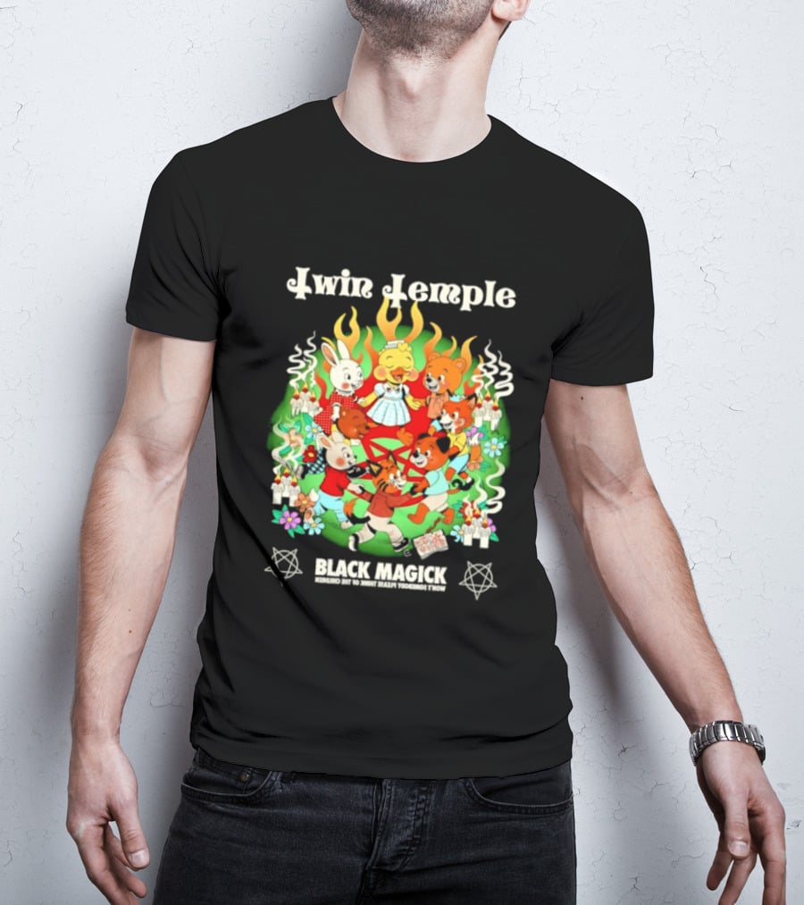 Twin Temple Black Magick Won't Somebody Please Think Of The Children Iconic Pentagram And Occult T-Shirt