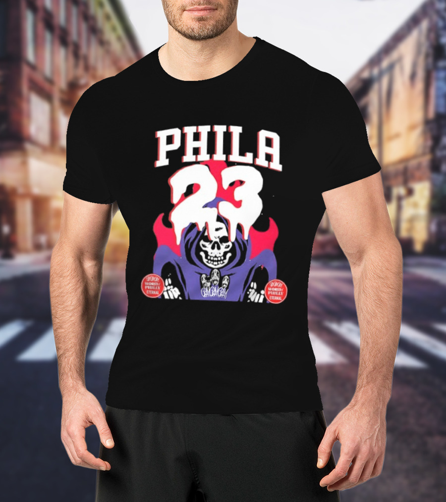 PHILA 23 Skeleton Grim Reaper Spooky Philly Worst Eternal T-Shirt