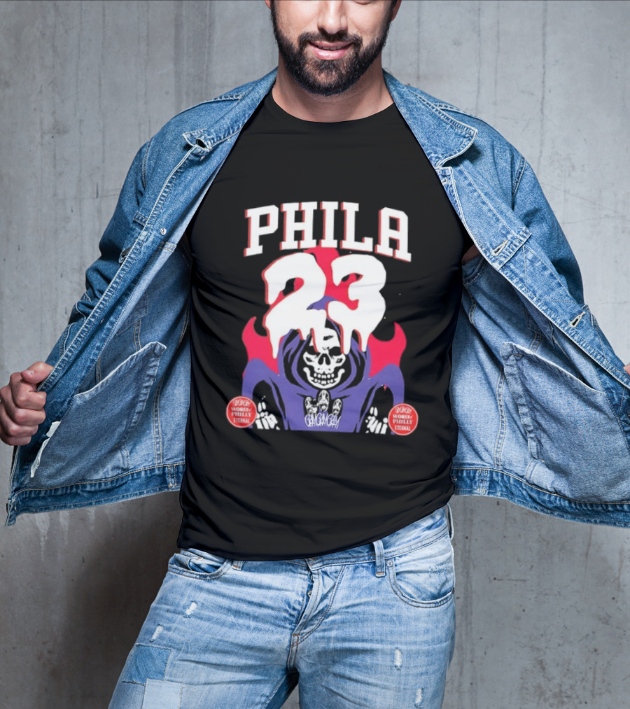 PHILA 23 Skeleton Grim Reaper Spooky Philly Worst Eternal T-Shirt