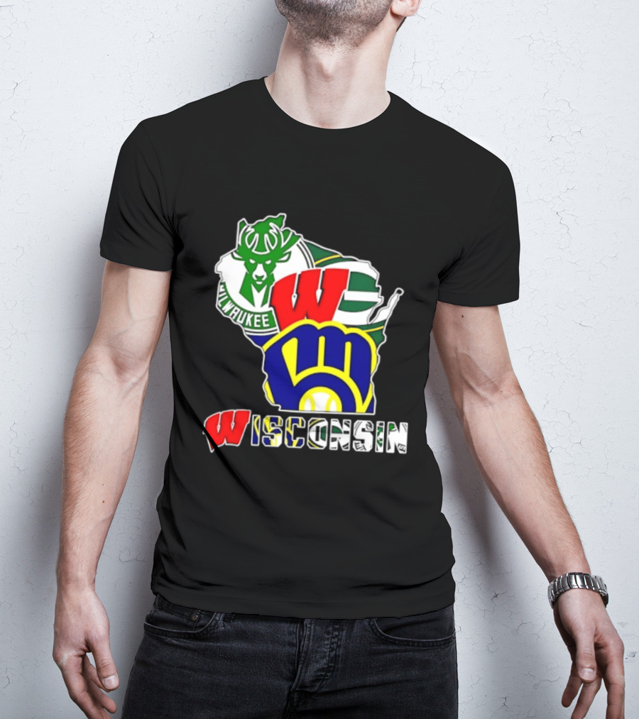 Milwaukee Bucks Green Bay Packers Milwaukee Brewers Collage Wisconsin T-Shirt