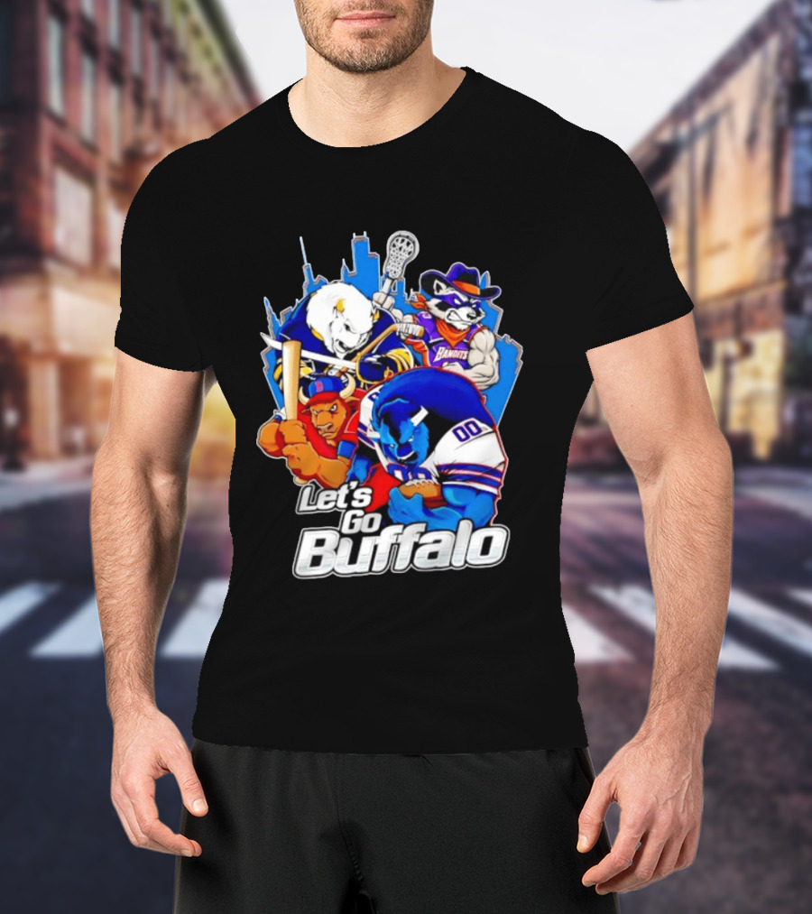 Let's Go Buffalo Bandits Sabres Bills Characters Sports Mascots T-Shirt