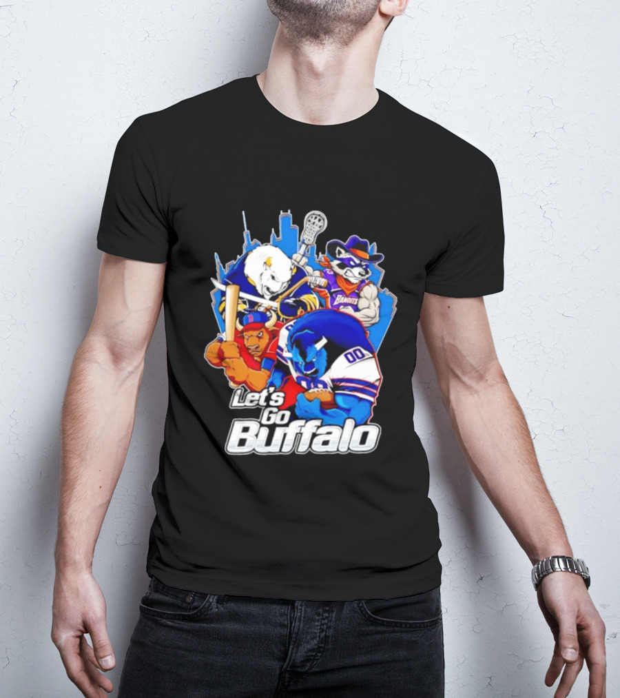 Let's Go Buffalo Bandits Sabres Bills Characters Sports Mascots T-Shirt