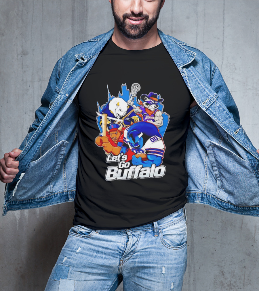 Let's Go Buffalo Bandits Sabres Bills Characters Sports Mascots T-Shirt