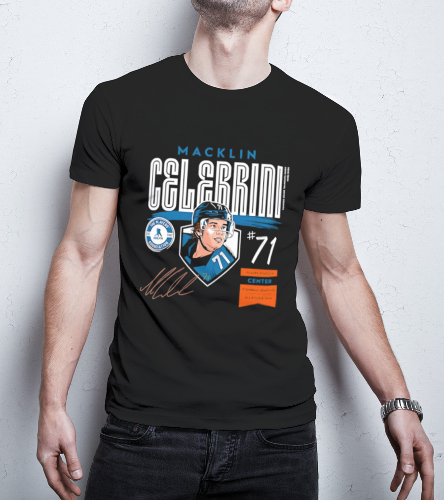 Macklin Celebrini 71 NHL Players Association All Rookie Team 2026 Pick T-Shirt