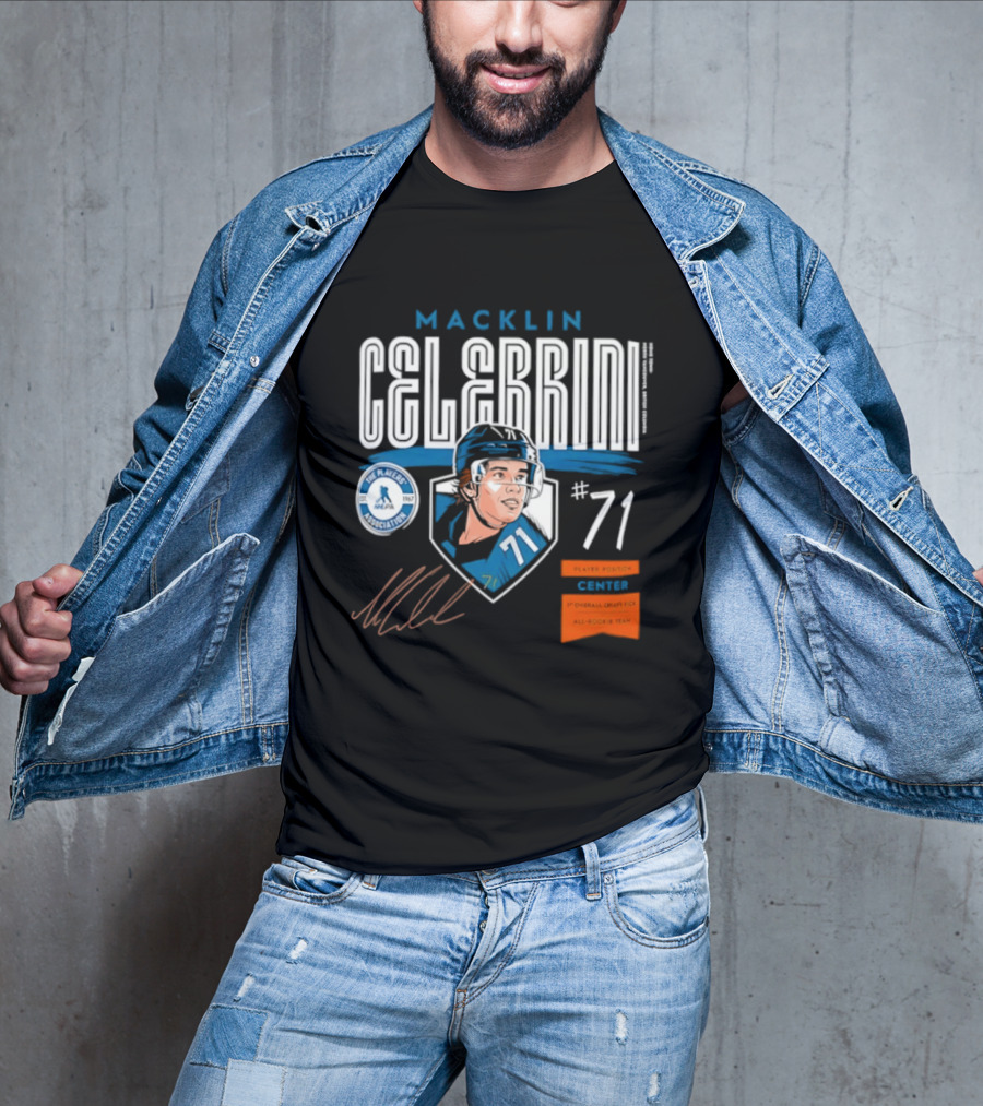 Macklin Celebrini 71 NHL Players Association All Rookie Team 2026 Pick T-Shirt