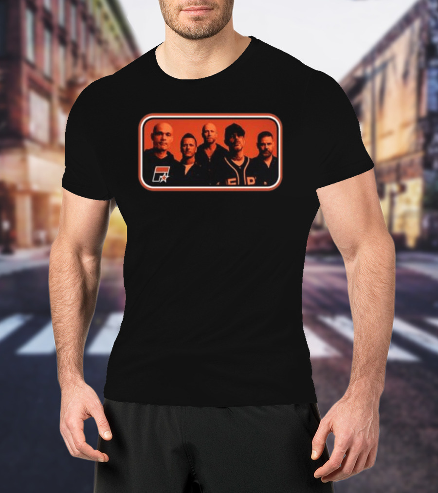 Five Store Stripe Photo 2026 Black F Symbol And Star Band T-Shirt