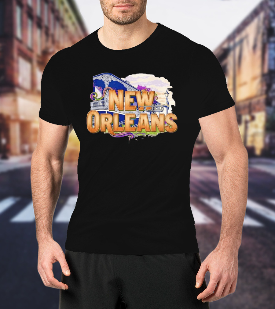 New Orleans Jazz Musical Vibes Trombone Balcony T-Shirt