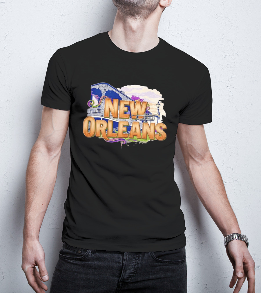 New Orleans Jazz Musical Vibes Trombone Balcony T-Shirt