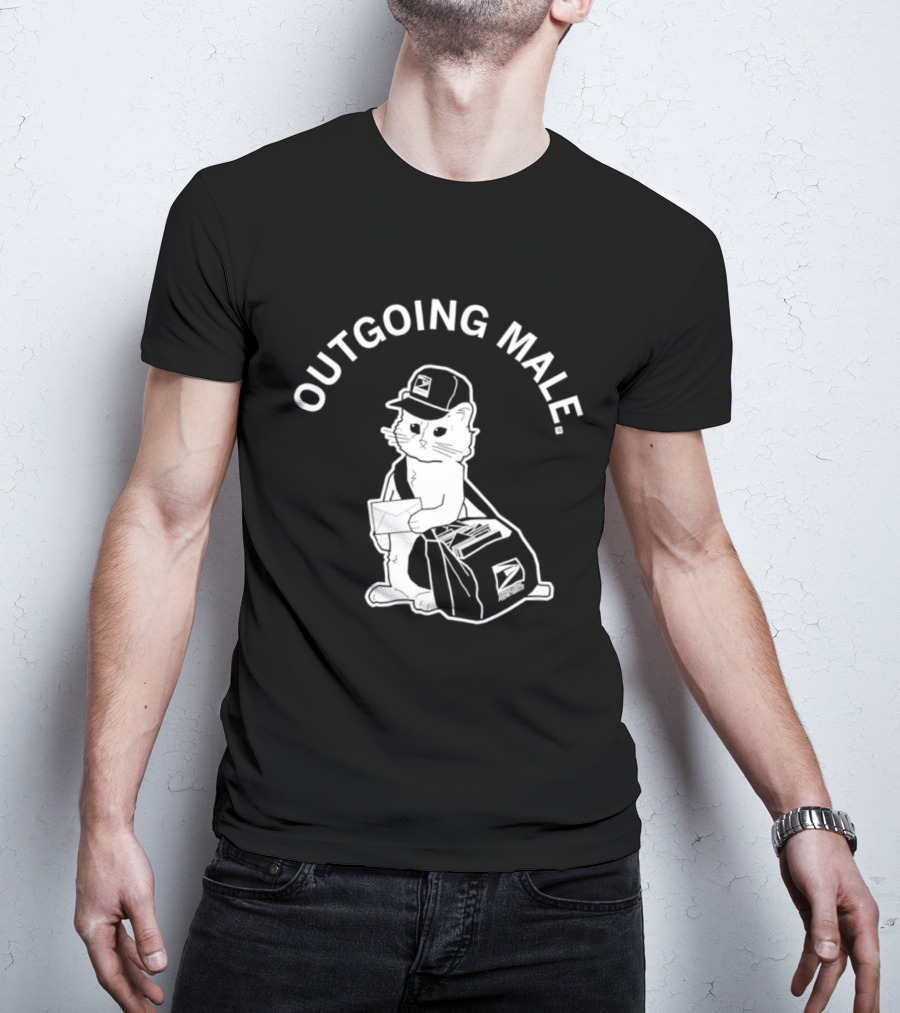 Outgoing Male Cat USPS Mailbag And Cap T-Shirt